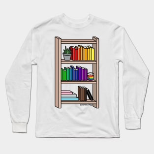 Progress Pride Rainbow Bookcase Long Sleeve T-Shirt